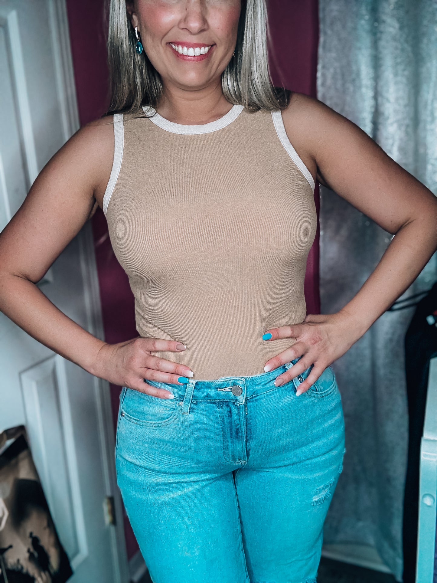 Not Over It Tan/Cream Bodysuit