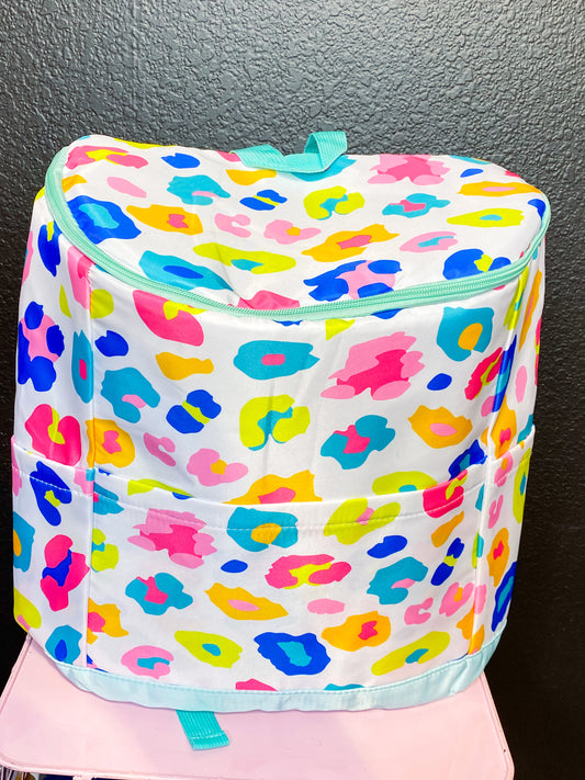 Rainbow Leopard Print Backpack Cooler