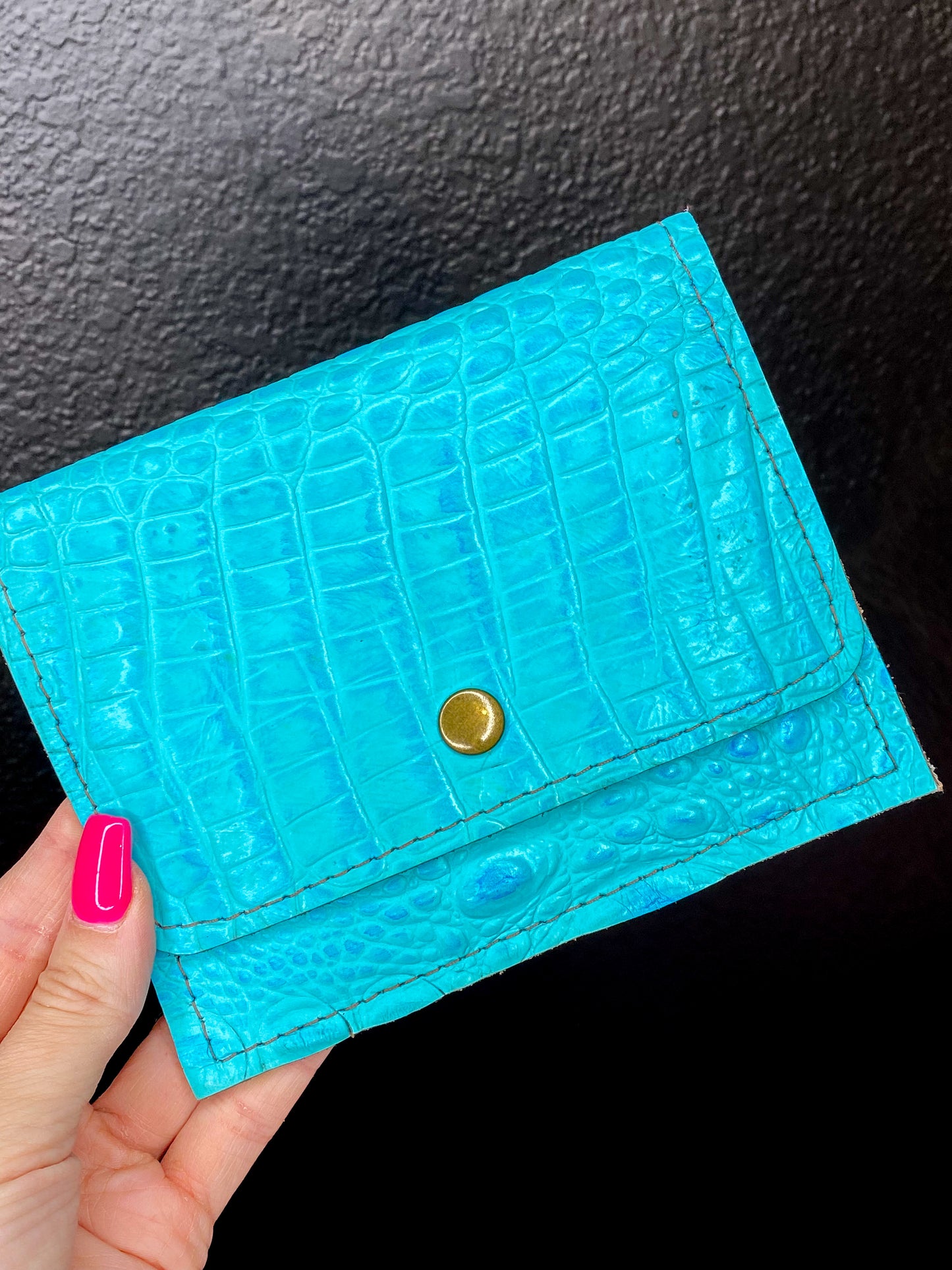 Turquoise Croc Wallet