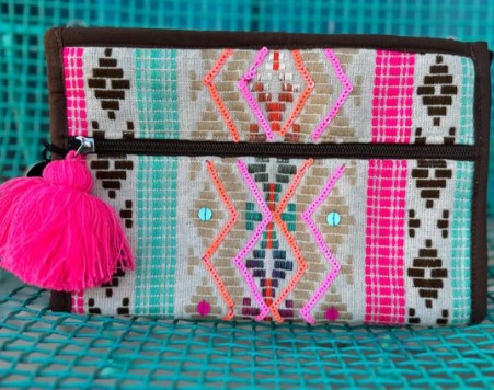 Sequin Pink Tassel Clutch