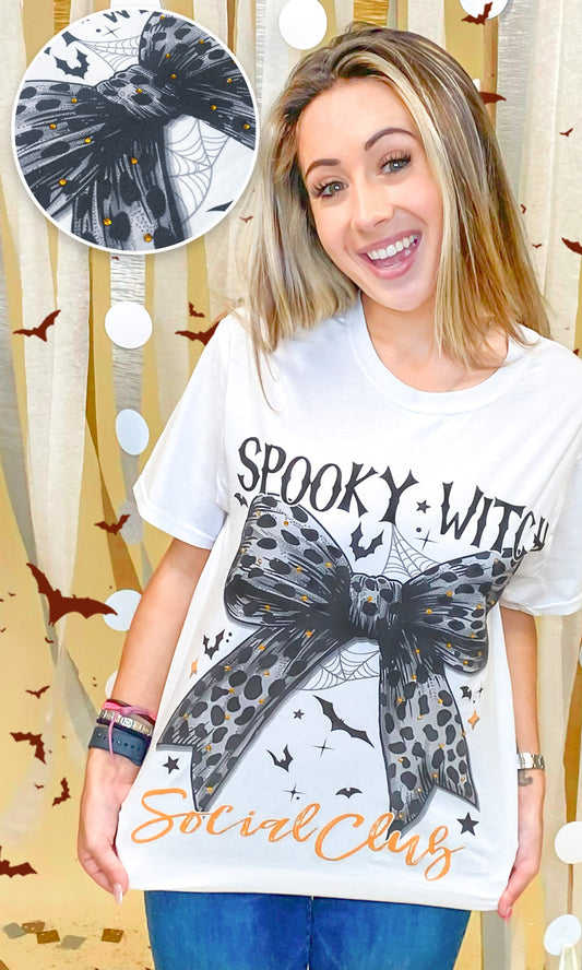 Spooky Witch Social Club Rhinestone Tee