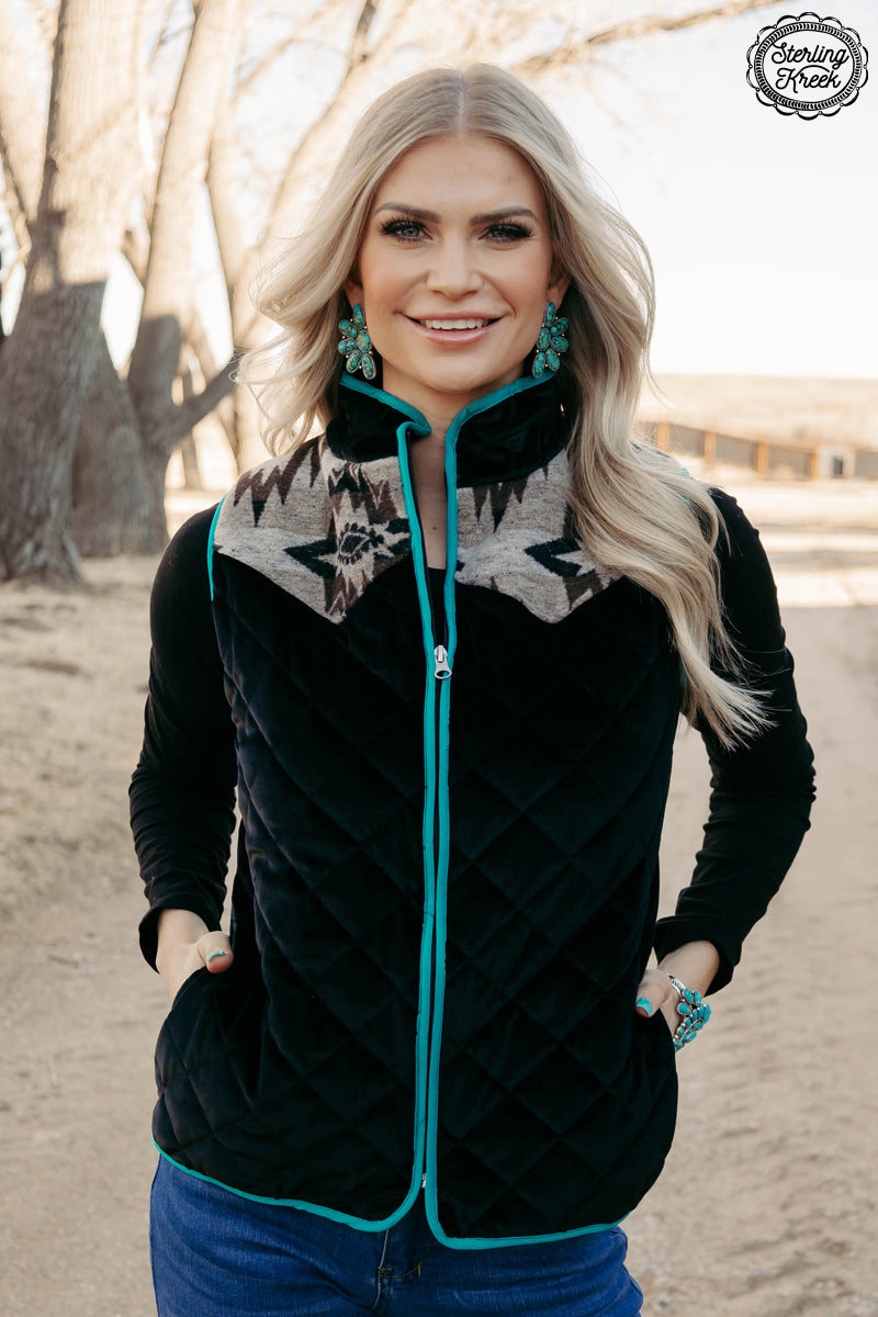 Zip Me Up Aztec Turquoise Vest