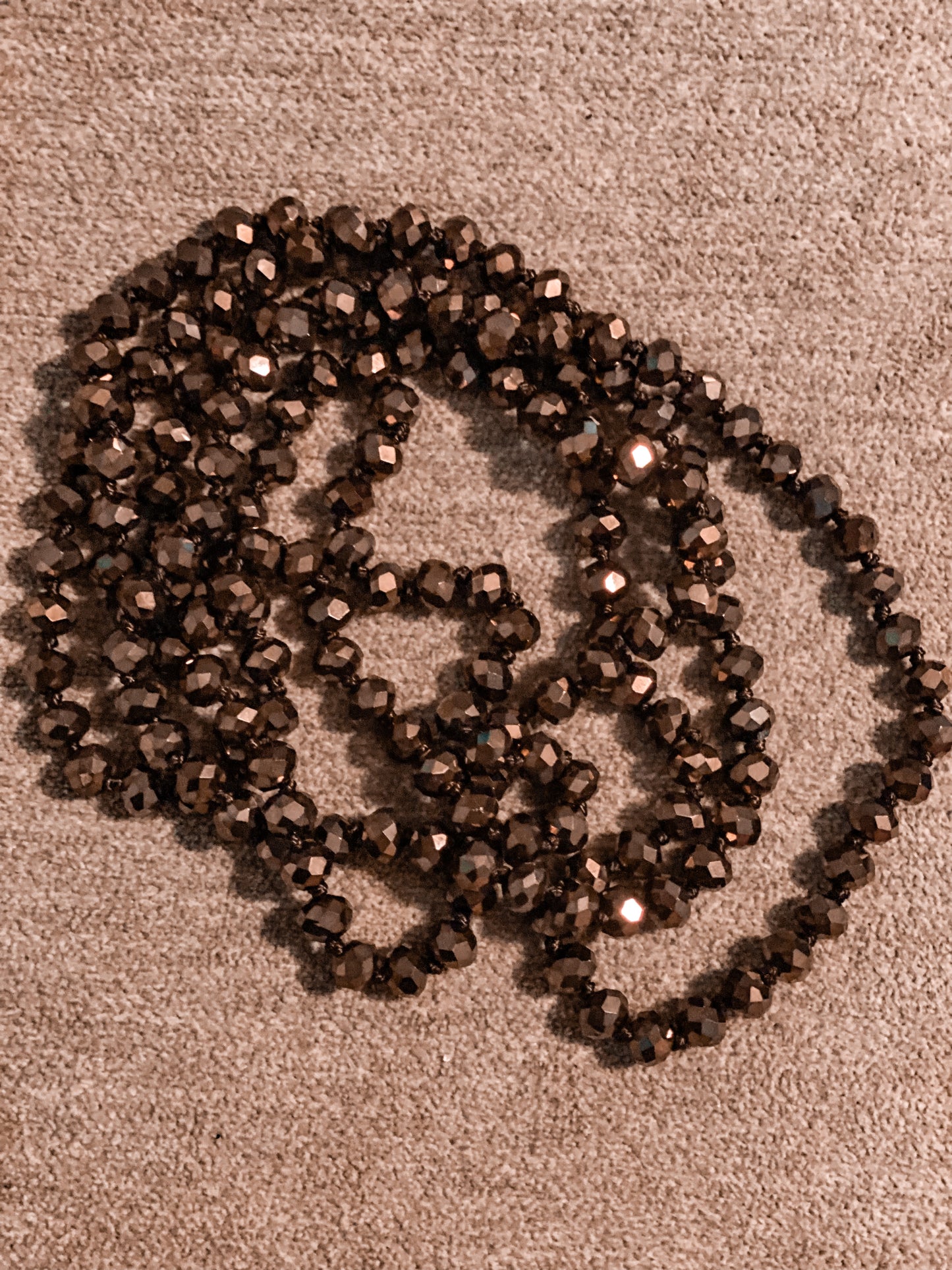 Bronze 60" Beaded Necklace