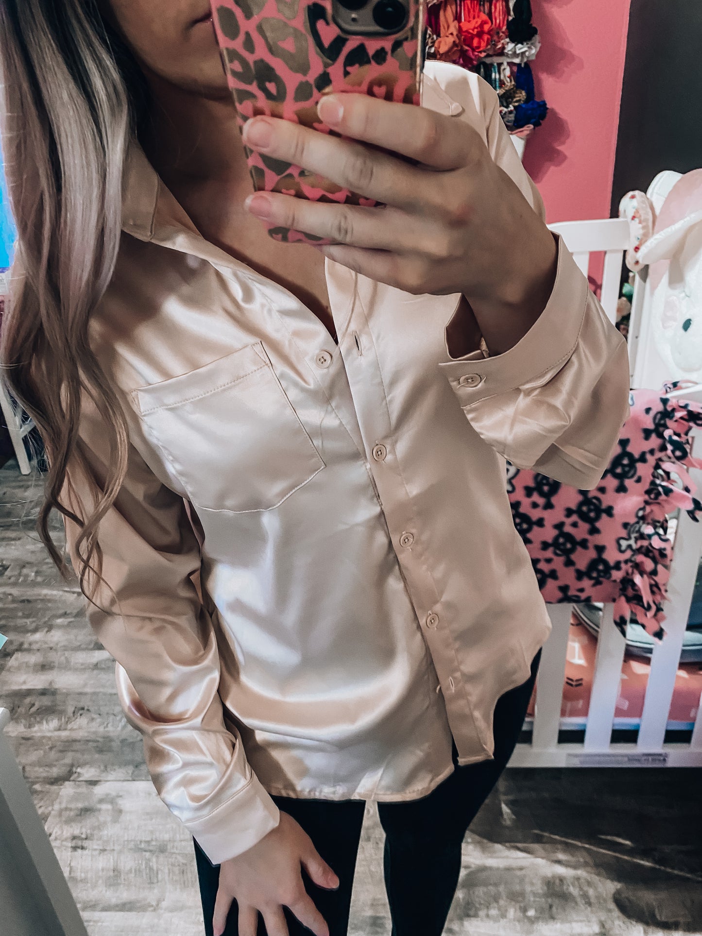 Boss Babe Button Up - Champagne - LAST ONE LARGE