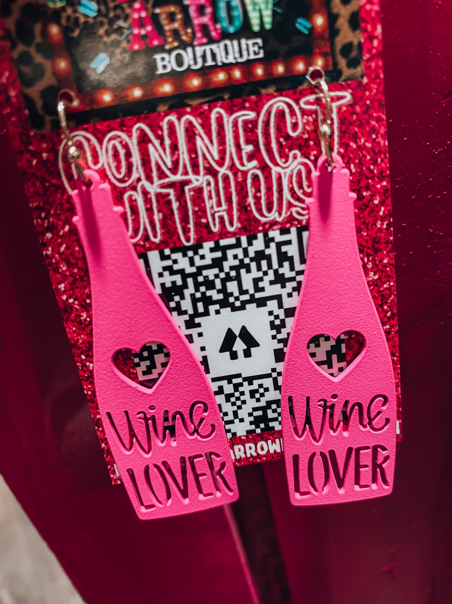 Wine Lover Earrings - Hot Pink
