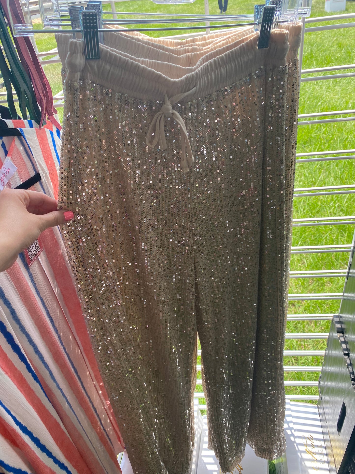 Kourtney Sequin Pants - Champagne LAST ONE SMALL