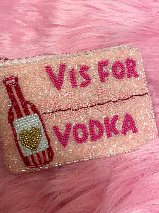 V is for Vodka Beaded Coin Pouch