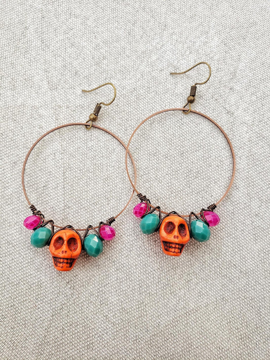 Colorful Skull Beaded Earrings