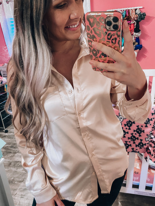 Boss Babe Button Up - Champagne